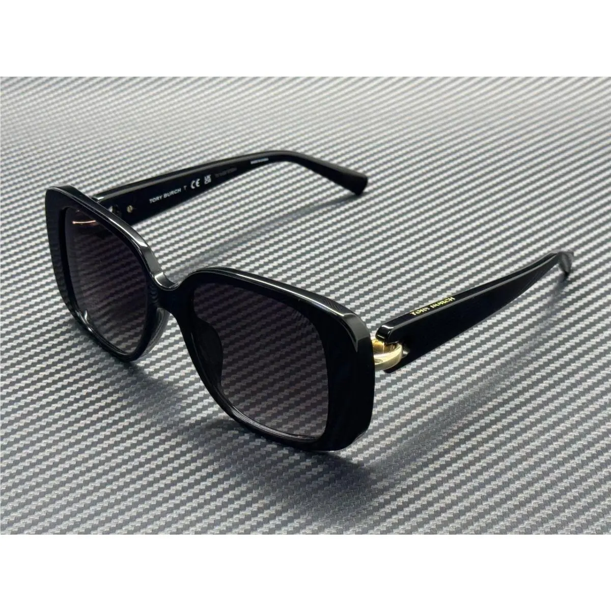 Tory Burch TY7223U 17098G Black Grey Gradient Women`s 53 mm Sunglasses
