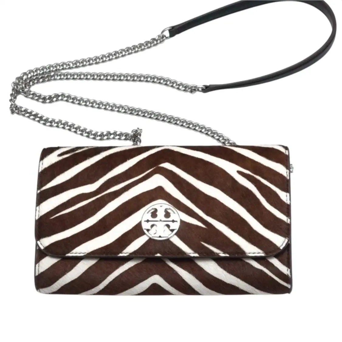 Tory Burch Willa Haircalf Chain Wallet Crossbody In Zebra