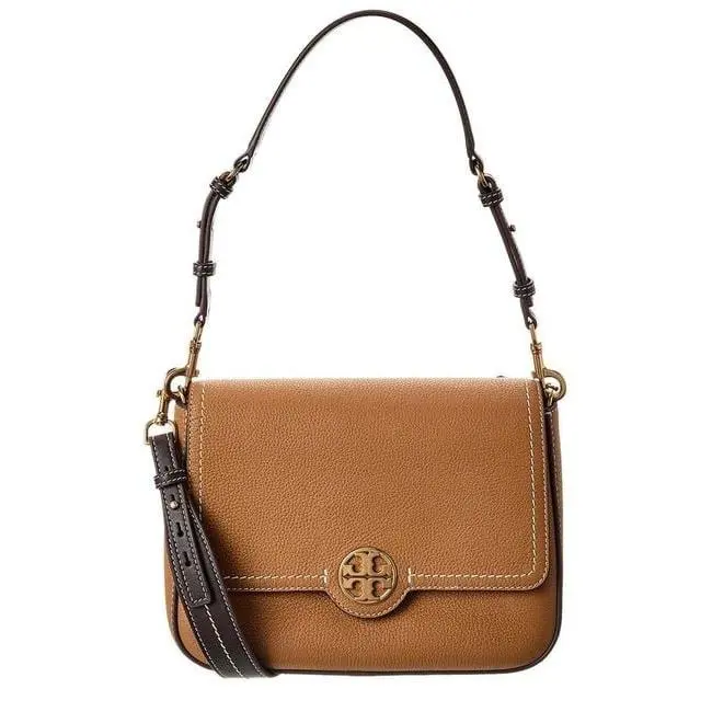 Tory Burch Felix 144011 Tigers Eye Brown Flap Shoulder Bag Purse
