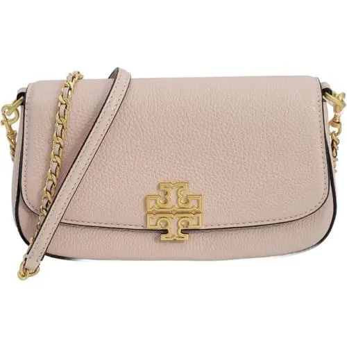 Tory Burch Britten Crossbody Shell Pink Pebbled Leather Gold Cha