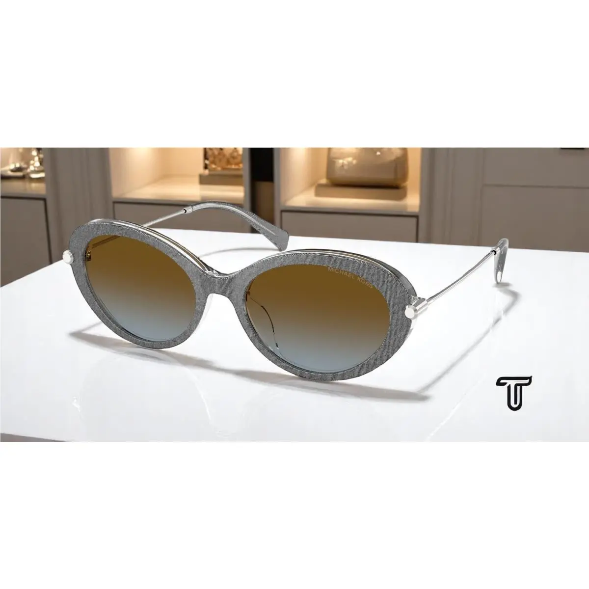 Michael Kors MK2245U 400913 Rockaway Grey Denim Brown Blue 53mm Women Sunglasses