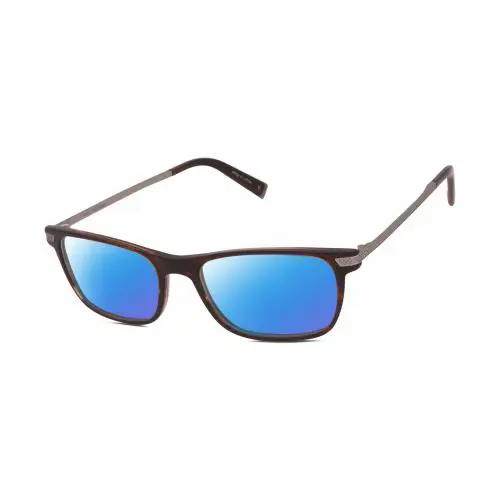 John Varvatos V412 Unisex Polarized Sunglasses Crystal Brown Silver 57 mm 4 Opt - Frame: Multicolor, Lens: Blue Mirror Polar