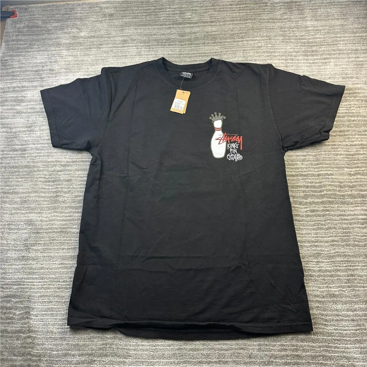 Shirt Mens Medium Black Tee Pigment Dyed Kingp by Stussy