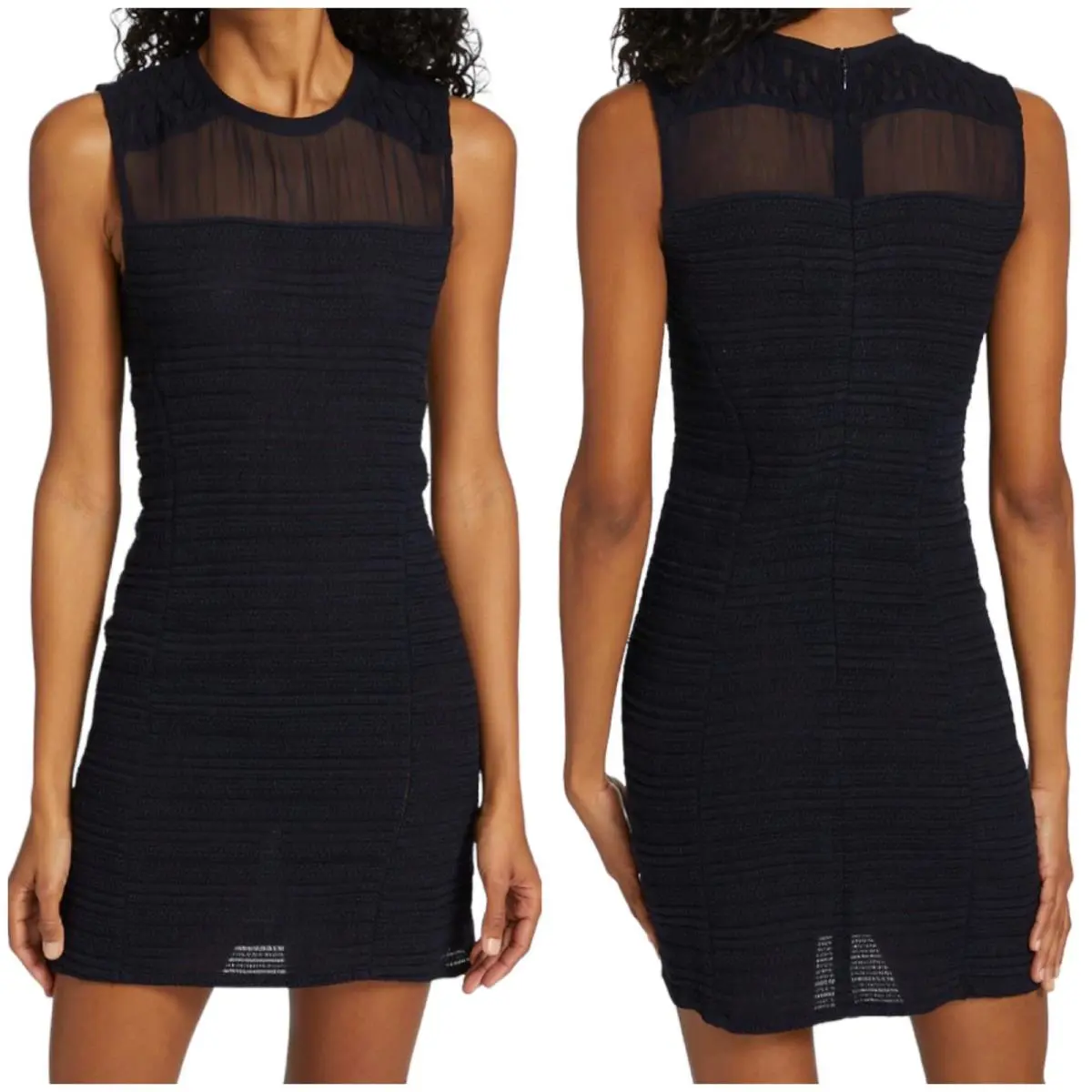 Rag Bone Thalia Embroidered Mini Dress Size 6 Dark Blue Sheer Mesh by Rag & Bone