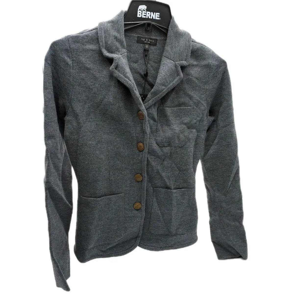 Rag Bone Abigail Grey Button Knit Sweater Merino Blazer Sz. XS G4-D4 by Rag & Bone