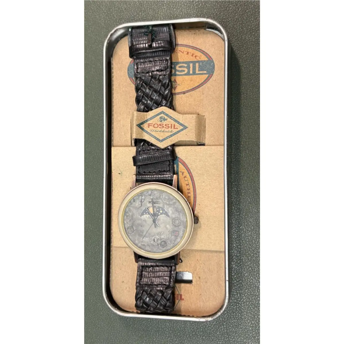 IN Box W Tags Vintage Fossil Moon Landing Braid Band Watch Model BW6726
