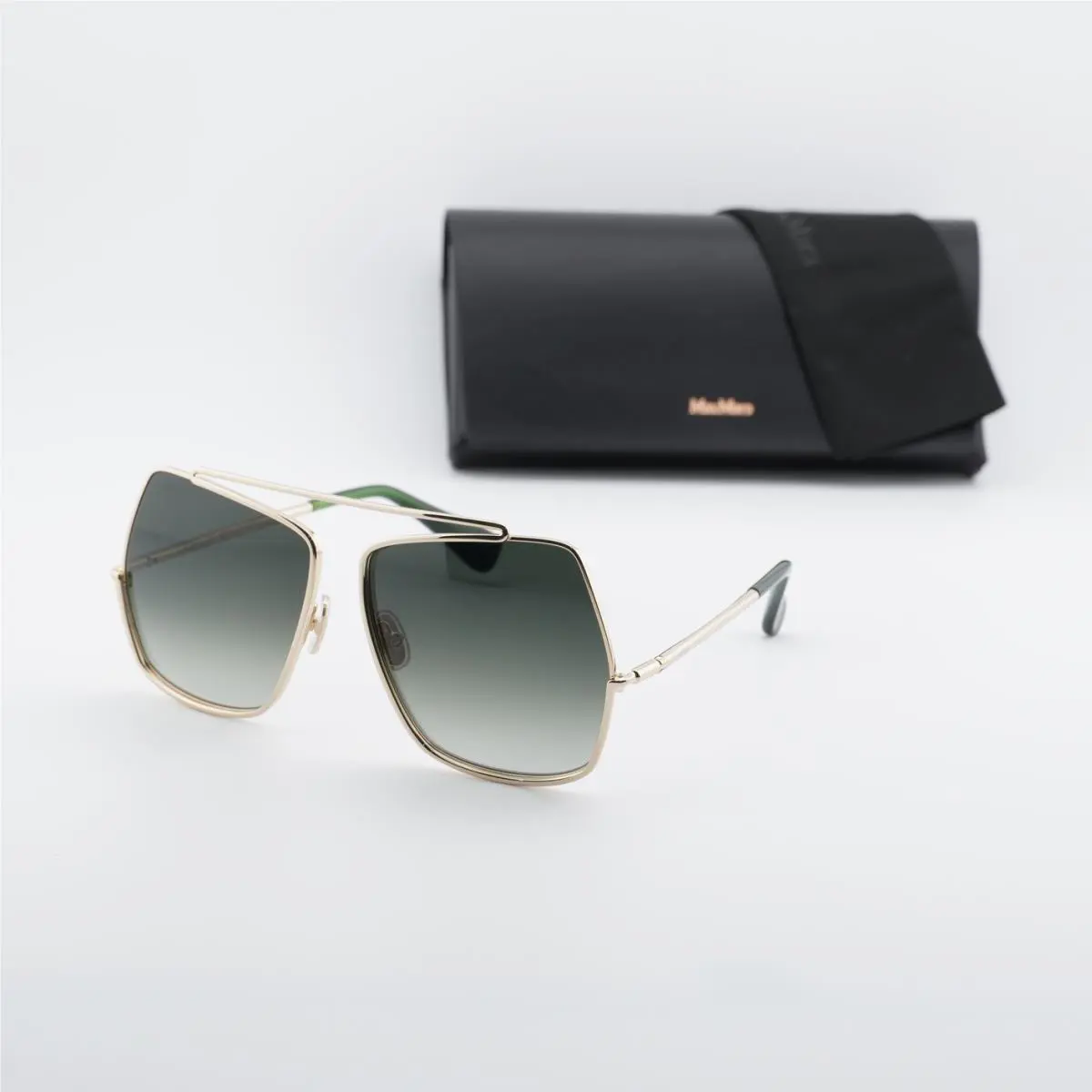Max Mara MM0102 32P Gold/green Gradient 58-14-135 Sunglasses