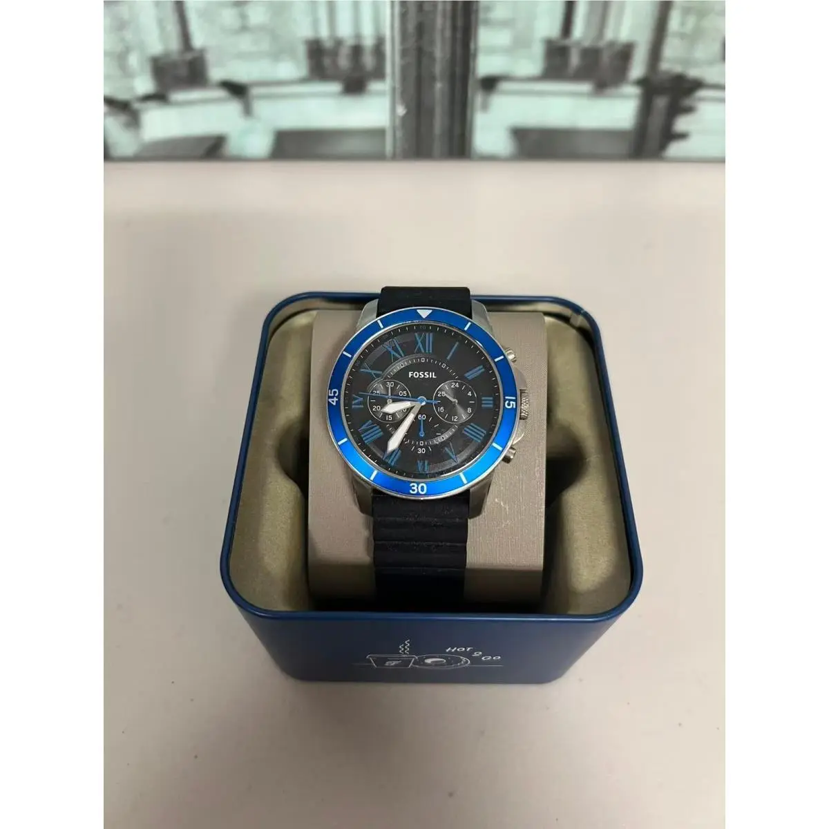 Fossil FS5300 Grant Sport Black Silicone Strap Men`s Watch