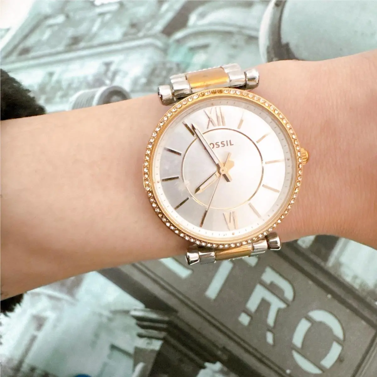 Fossil ES4342 Carlie Three-hand Two-tone Stainless Steel Watch