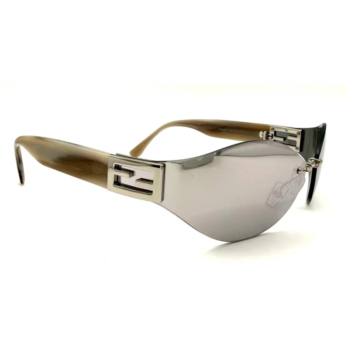 Fendi FE40159U FE 40159U 16C Baguette Offwhite Yellow Mirror Sunglasses