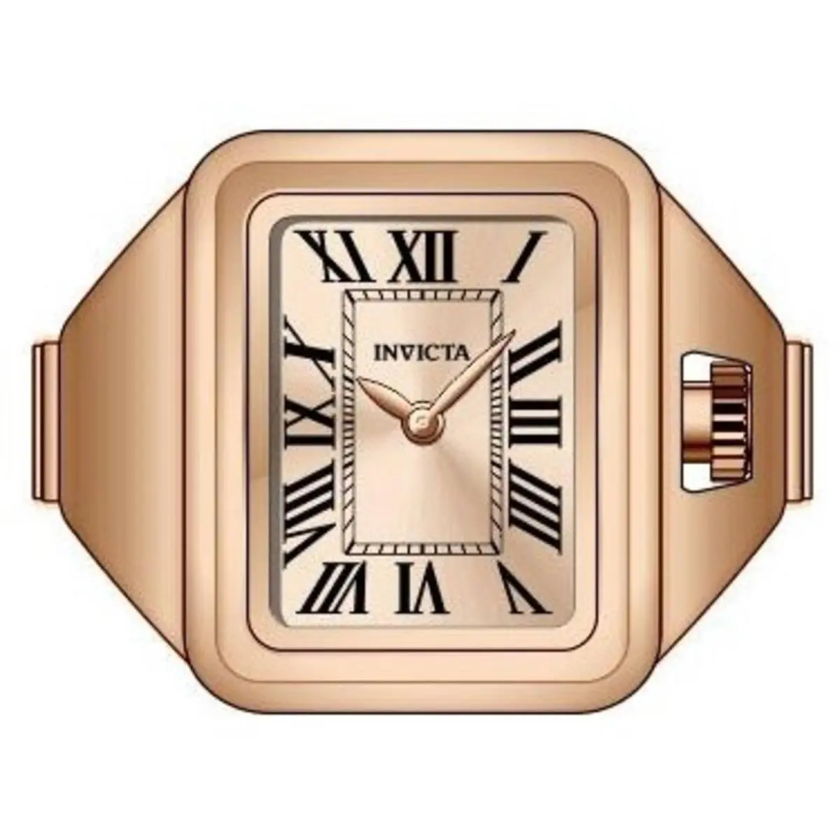 Women`s Mini Ring Watch Angel Quartz Rose Gold Dial Steel Bracelet 49896 by Invicta