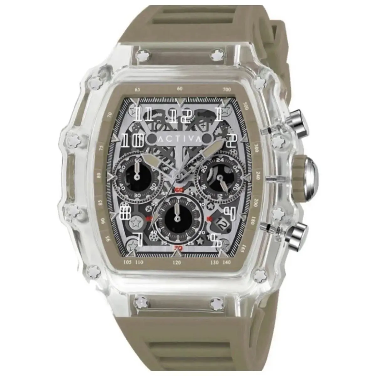 Activa X Invicta Men’s Watch with Skeleton Dial 44.3mm Tan ACW2305-013