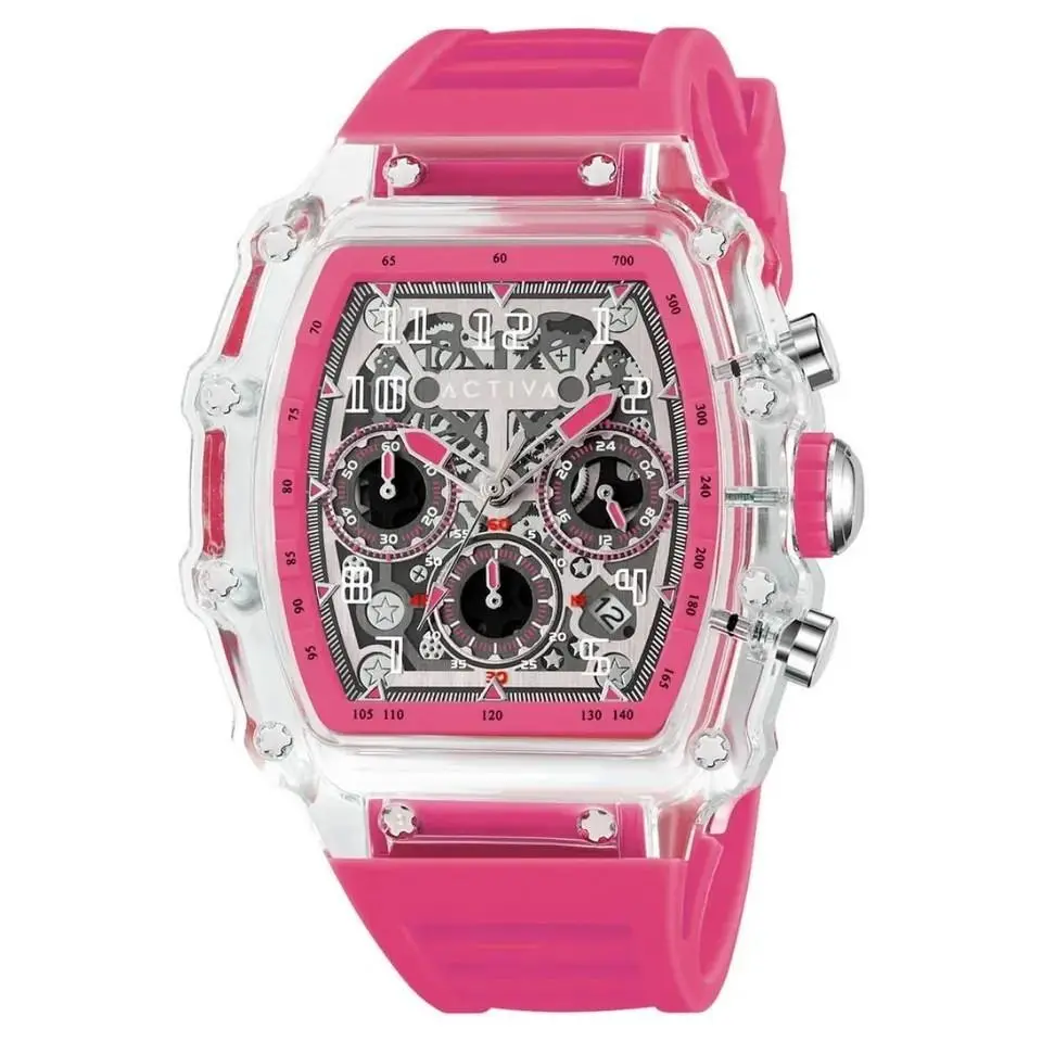 Activa Fury x Invicta 44.3mm Men`s Watch Pink Clear Skeleton Dial ACW2305-008