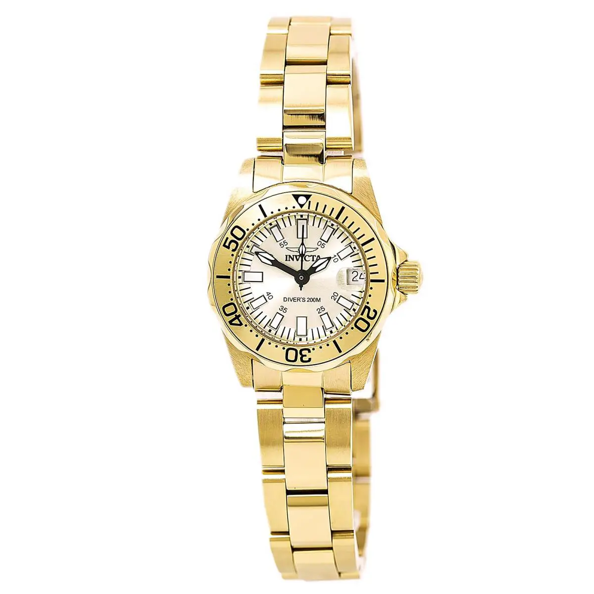 Invicta Sapphire Diver Champaign Dial Gold-tone Ladies Watch 7065 - Blue / Champagne / Gold, Dial: Champagne, Band: Gold-tone