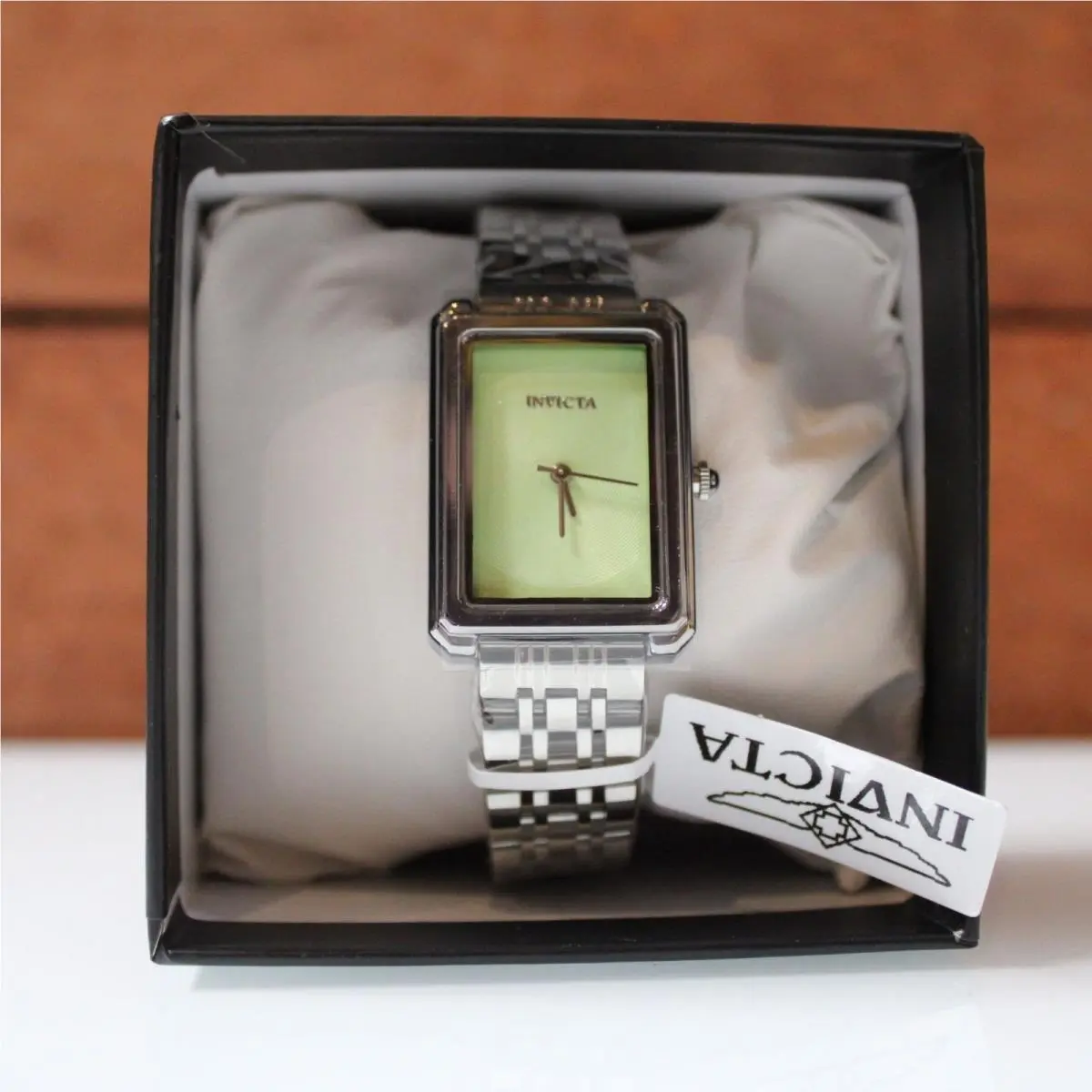 Invicta Women’s Quartz Watch Rectangular Green Dial Stainless Steel Bracelet