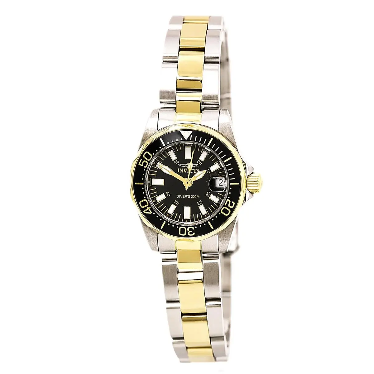 Women`s Watch Signature Quartz Black Dial Two Tone Steel Bracelet 7063 by Invicta