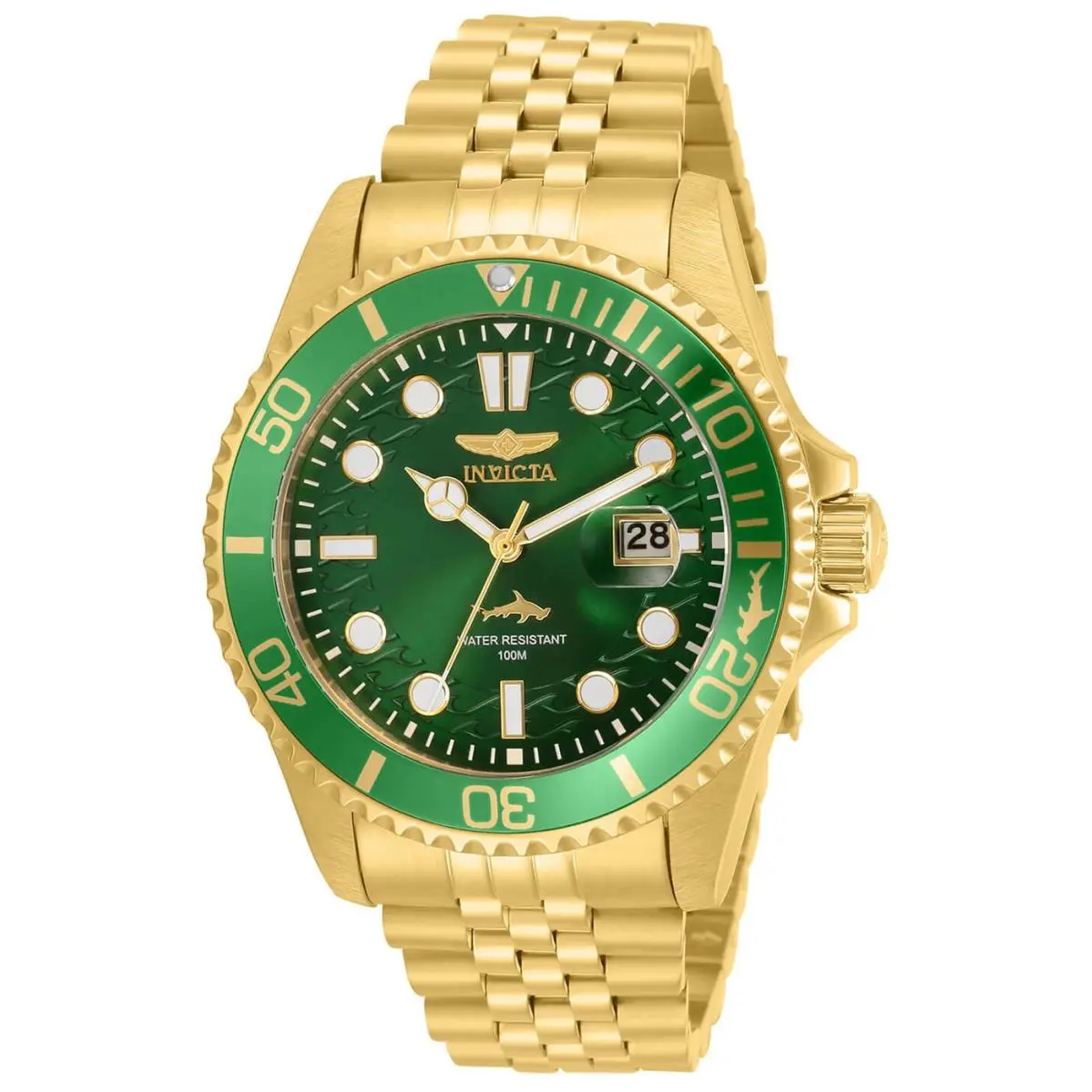 Men`s Watch Pro Diver Date Quartz Green Dial Yellow Gold Bracelet 30615 by Invicta