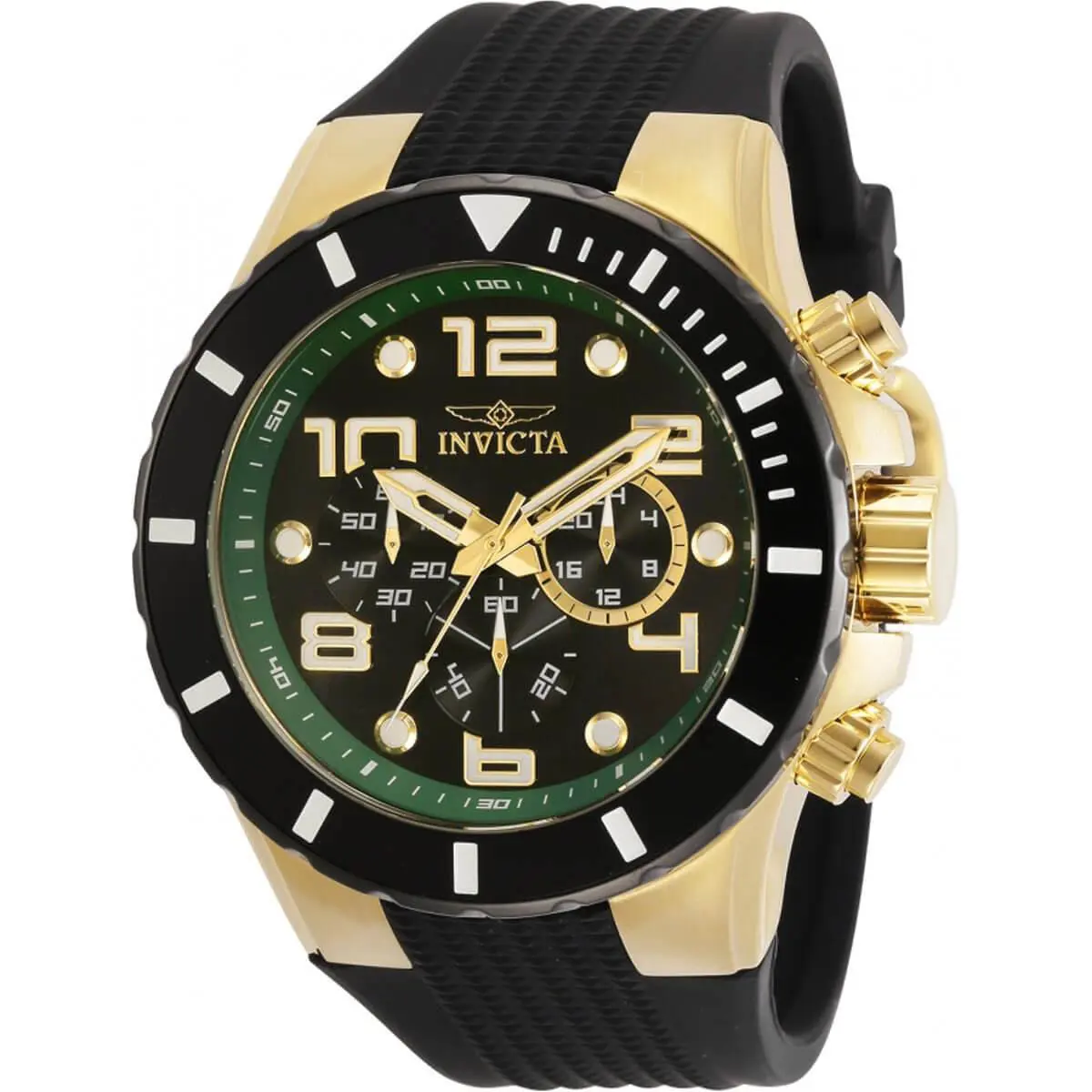 Invicta Men`s Watch Pro Diver Two Tone Yellow Gold and Black Case Strap 30777
