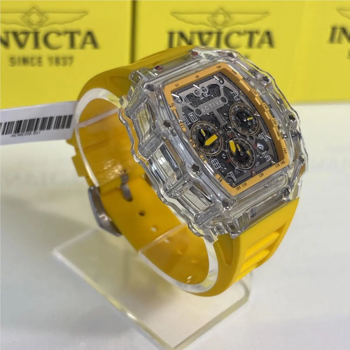 Activa X Invicta Men`s Watch W/skeleton Dial - 44.3mm Yellow ACW2305-001