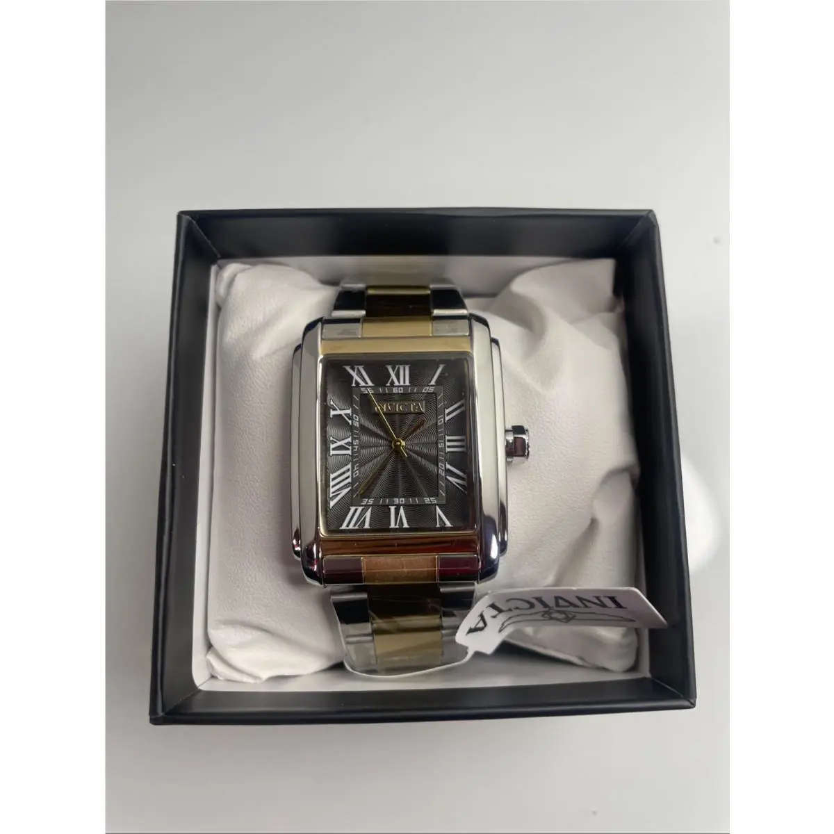 Invicta 69203 Two‑tone Men’s Watch Rectangular Case Black Dial Roman Numeral
