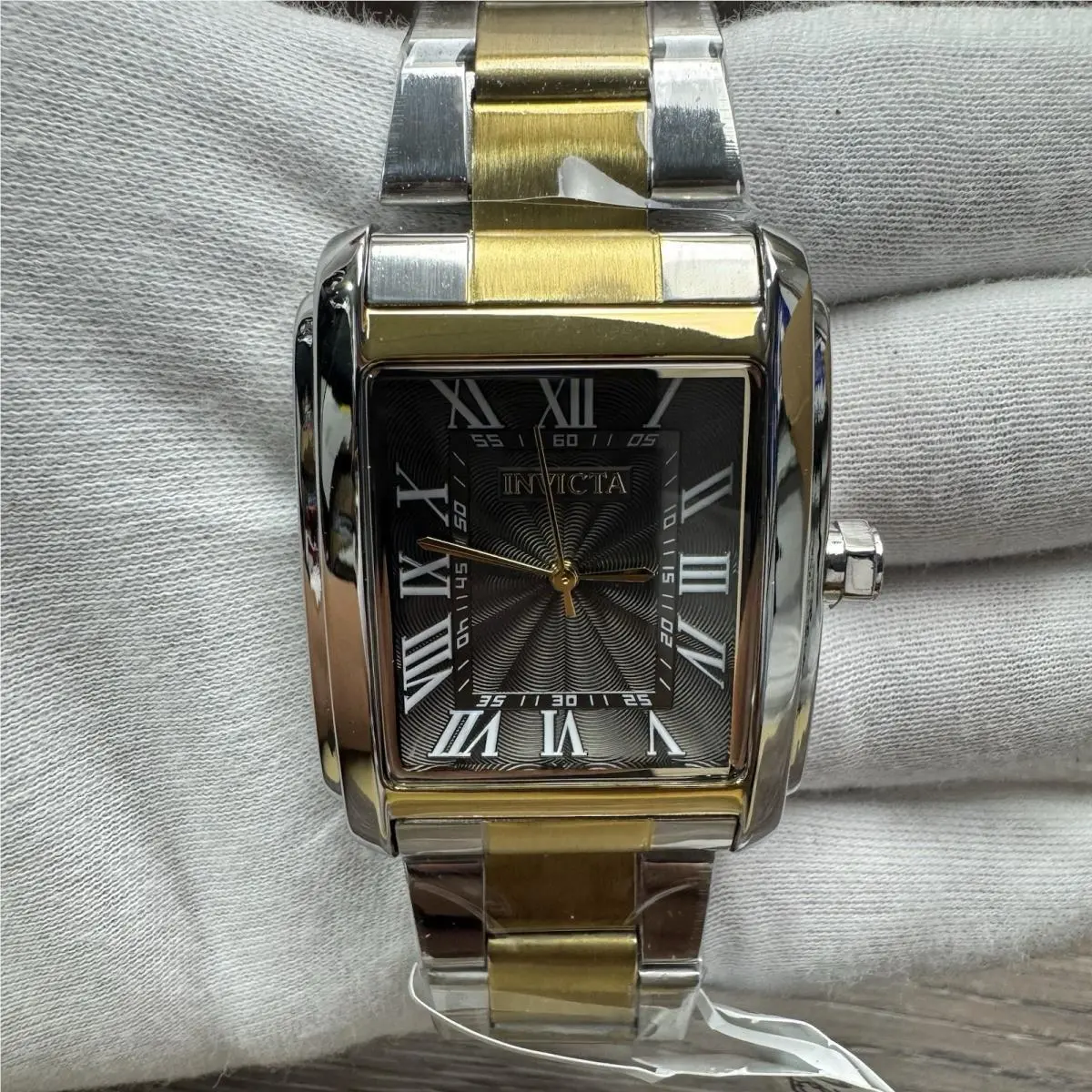 Invicta 69203 Two‑tone Men’s Watch Rectangular Case Black Dial Roman Numeral