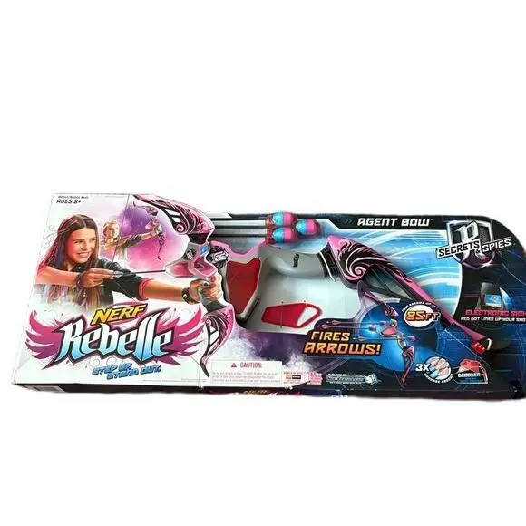 Nerf Rebelle Agent Bow Blaster with Purple Arrows Girls Pink