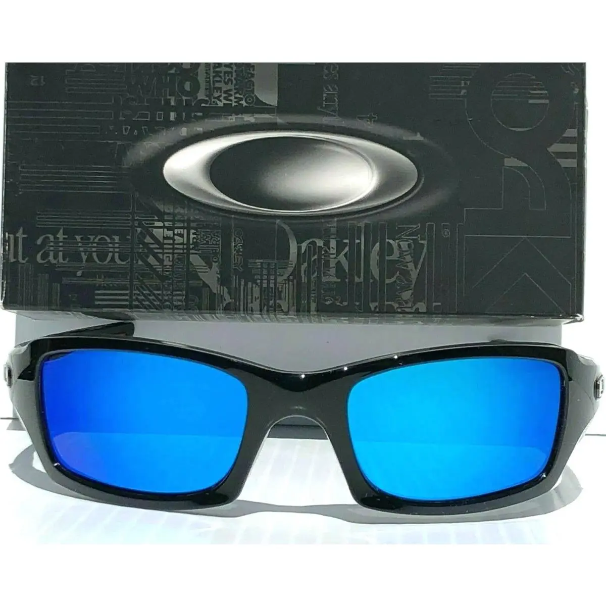 Oakley Fives Squared Black Polarized Galaxy Blue Mirror Lens Sunglass 9238