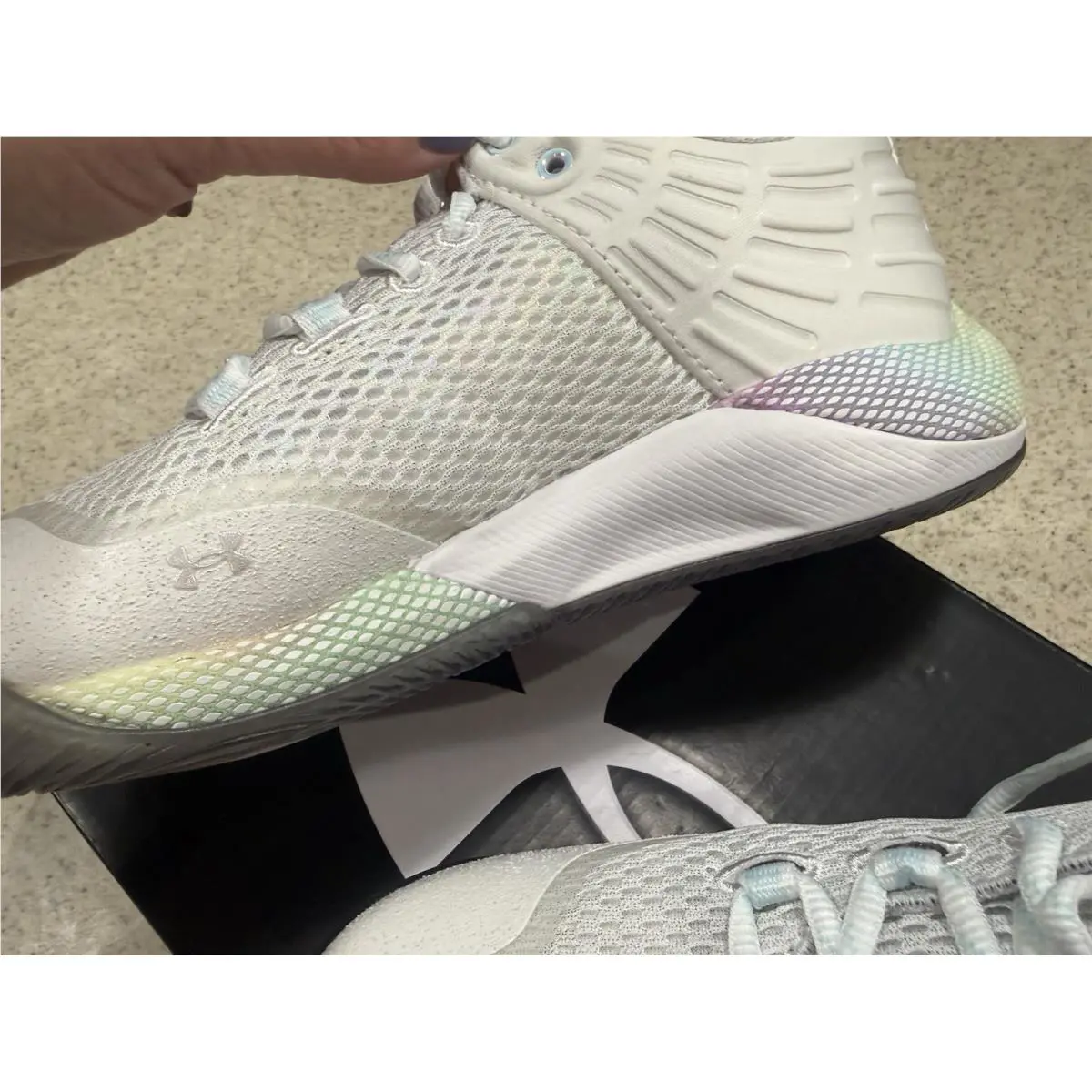 Under Armour shoes - Under Armour HVR Block City Elite - 3024043 - White/Breeze/Metallic Silver (UPC: 195250099987) 3