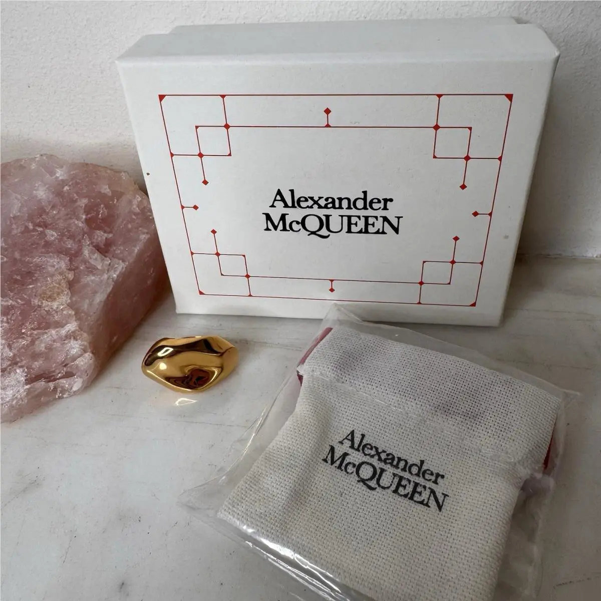 Alexander Mcqueen Molten Ring Brass Sculptural Abstract Avant Garde Sz 11