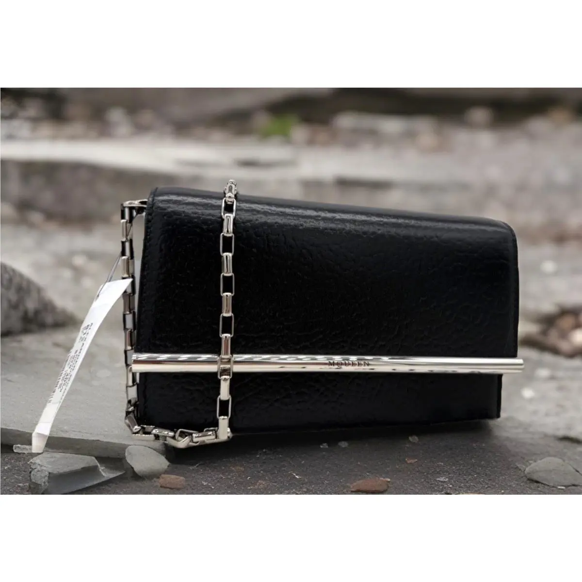 Alexander Mcqueen Mini Cross Bar Leather Crssbody In Black W/box