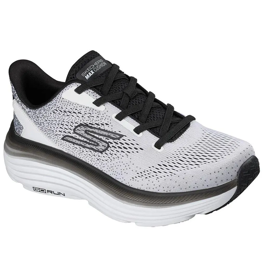 Skechers Men`s Max Cushioning Endeavour Kauska Running Shoe - White Black