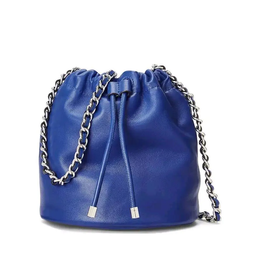 Lauren Ralph Lauren Nappa Leather Medium Emmy Bucket Bag Blue Saturn