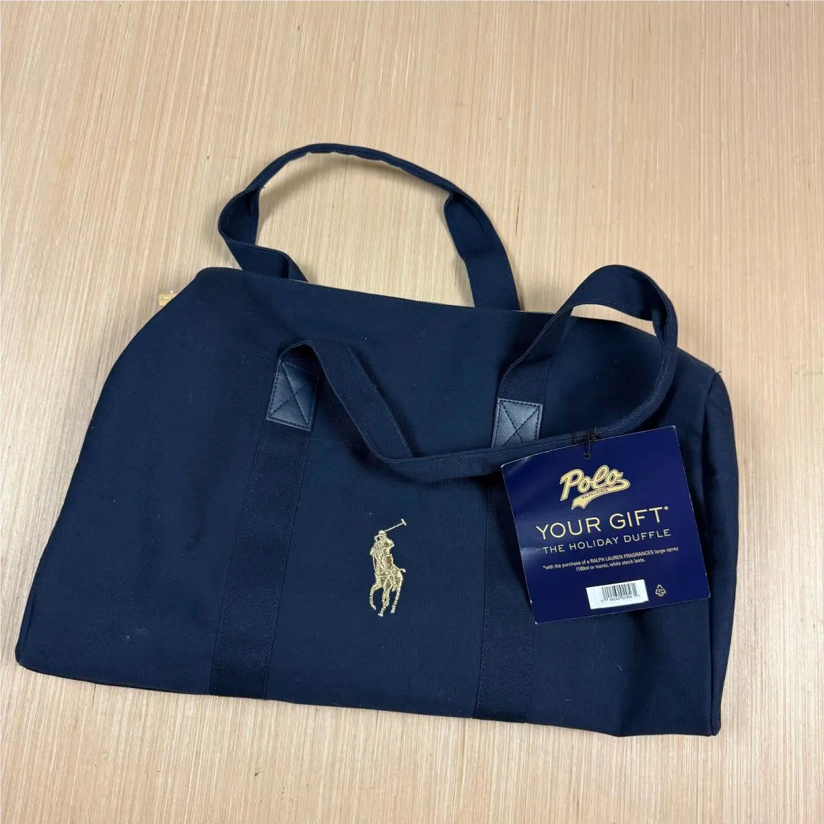 Polo Ralph Lauren Duffel Bag Gold Pony Navy Zipper Fragrances Gift