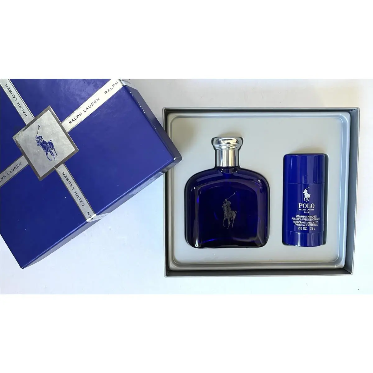 Polo Blue by Ralph Lauren For Men 2 Pcs Set 4.2 oz Edt Spray + Deodorant Stick
