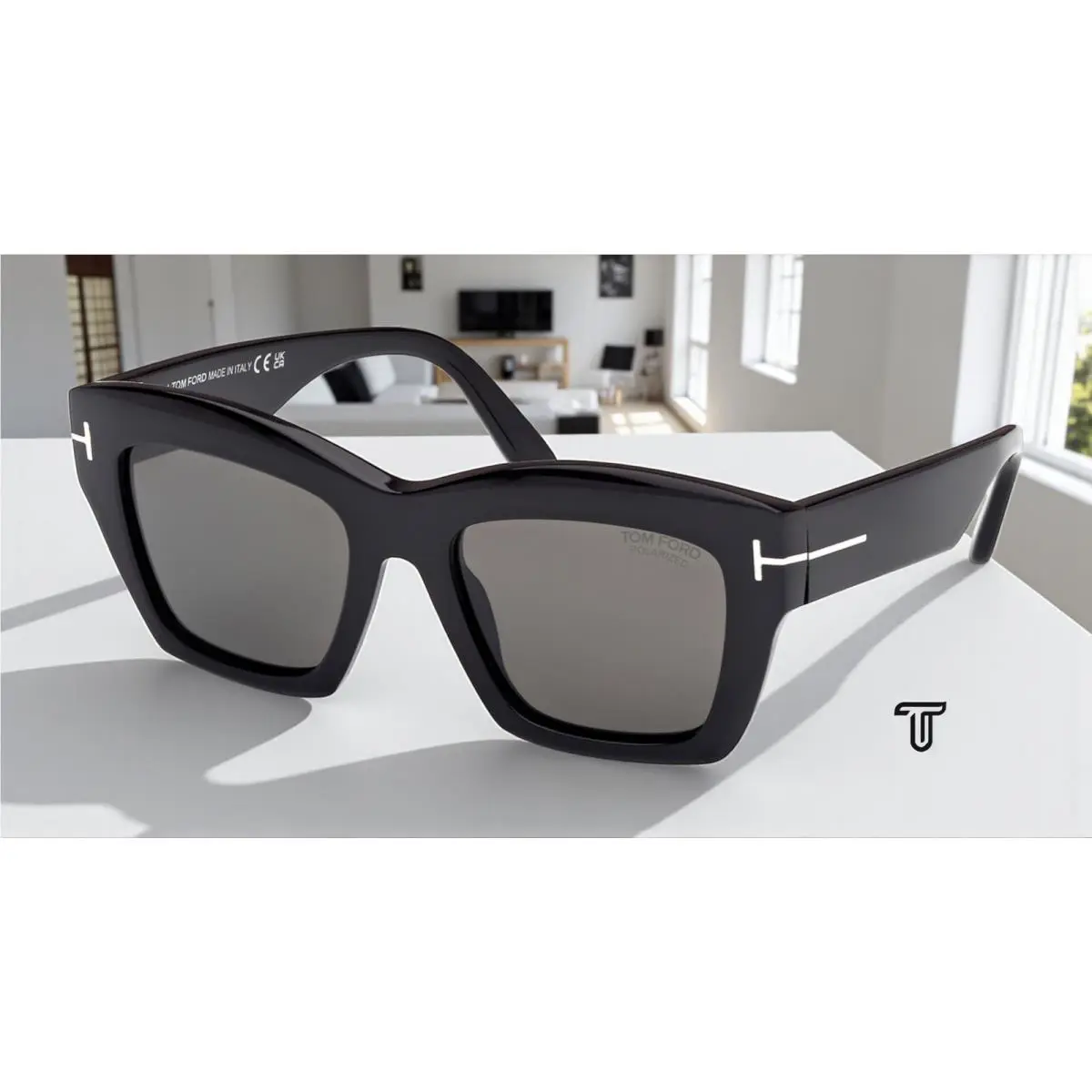 Tom Ford Luna FT1191 01D Acetate Black Smoke Polarized 52 mm Women`s Sunglasses