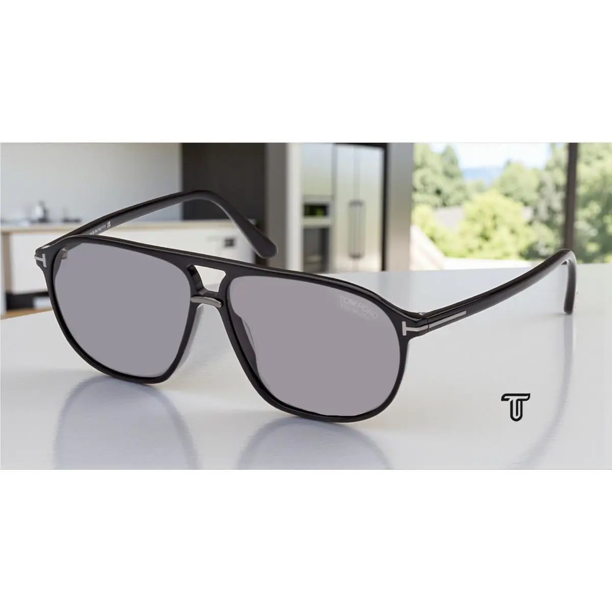 Tom Ford Bruce FT1026 N 01D Shiny Black Smoke Polarized 61 mm Men`s Sunglasses