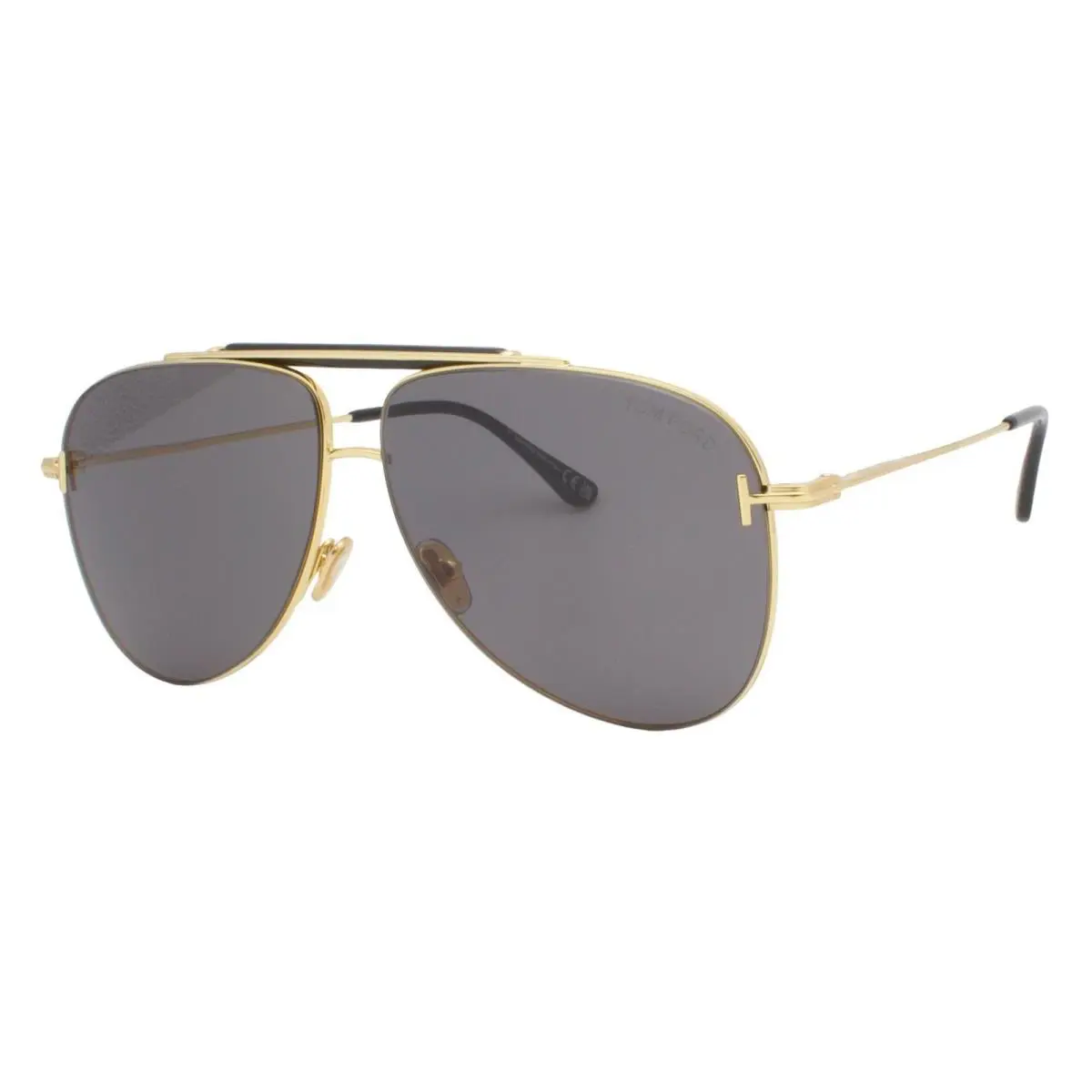Tom Ford Brady 1018 30A Gold Black Men’s Bridge Pilot Sunglasses 60mm