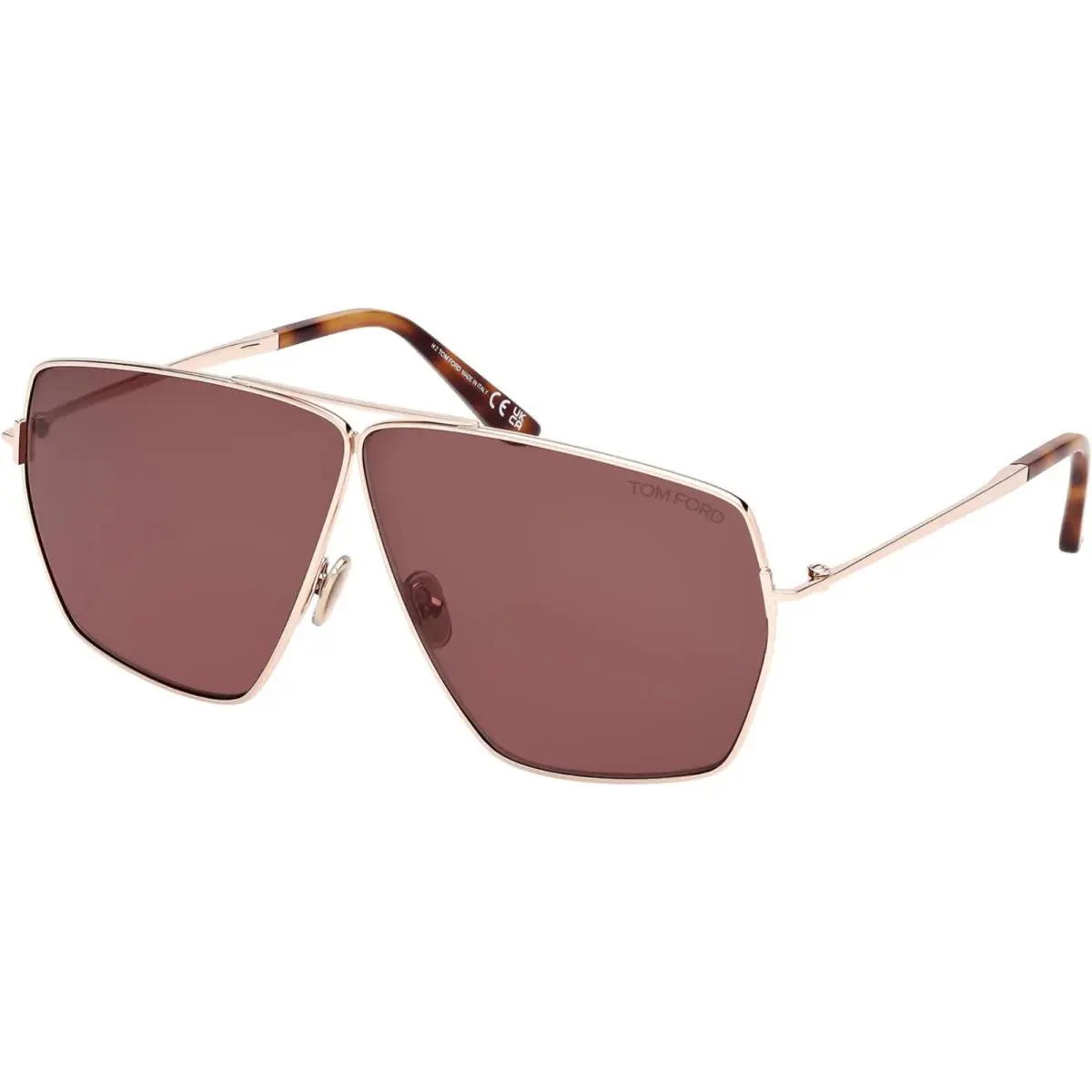 Tom Ford TF 1185 28E Stella Sunglasses Shiny Rose Gold Brown Lens 67mm