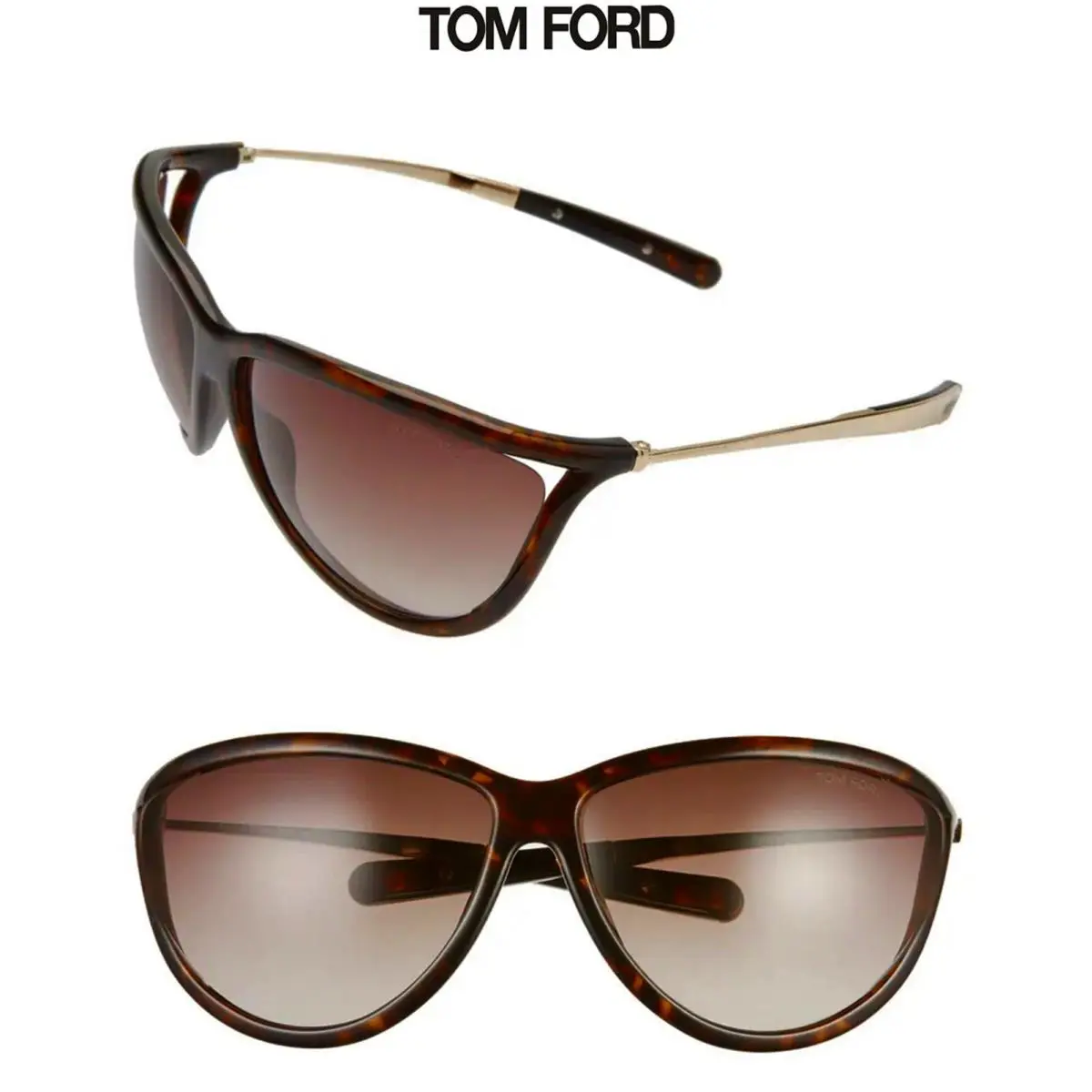Tom Ford Tammy TF770 52F Dark Havana/gold Gradient Brown Cat Eye SUNGLASSES.70mm