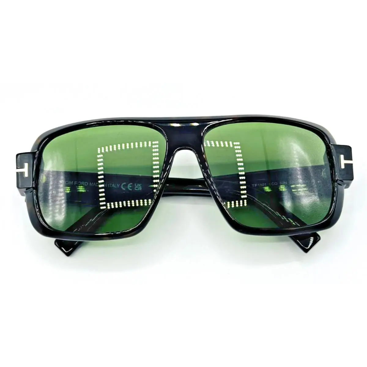 Sunglasses Turner FT1101 52N Dark Havana Square Frame Green Lens 58mm by Tom Ford