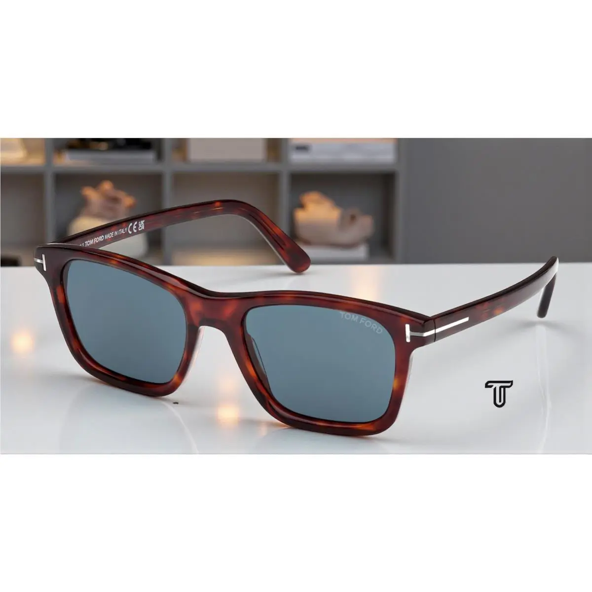 Tom Ford Barron FT1179 54V Red Havana Blue 54 mm Men`s Sunglasses