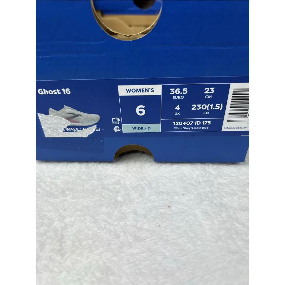 Brooks shoes - Brooks Ghost 16 - Ghost - 120407 1D 175 - Whtie, Grey, Estate Blue (UPC: 0195394459494) 12