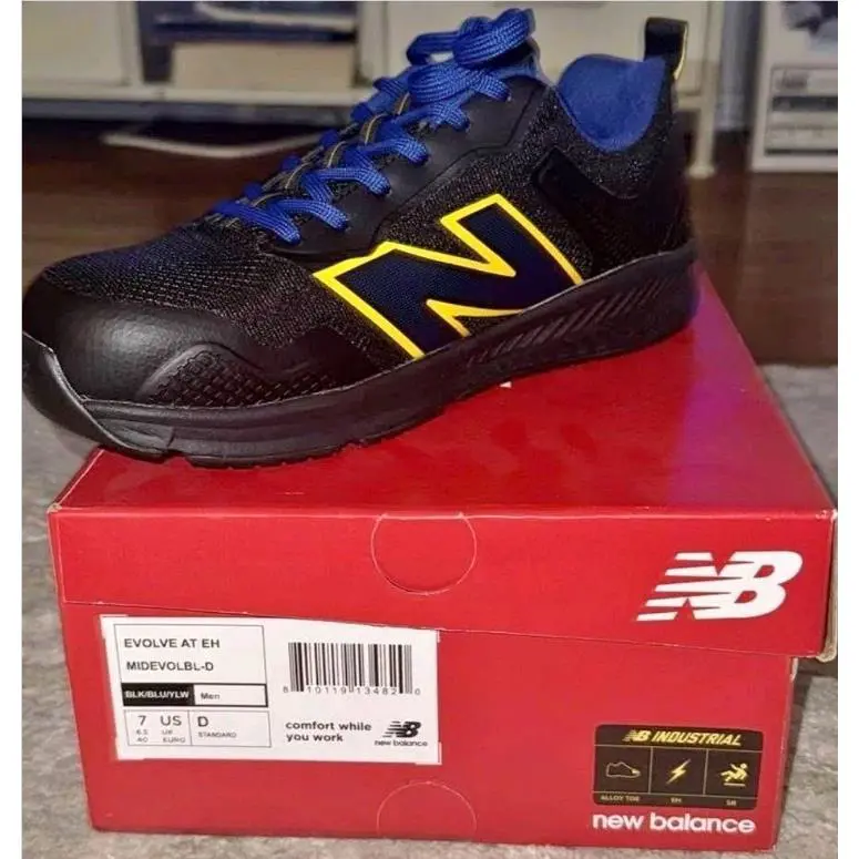 Men`s Shoes New Balance Work Safety Evolve Alloy Toe EH SR Size 7 - Black/Blue/Yellow