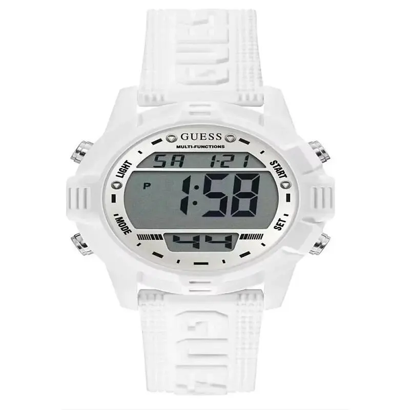 Guess Ladies` Watch Chronograph Boost Digital Watch 40 mm Silicone White GW0015L