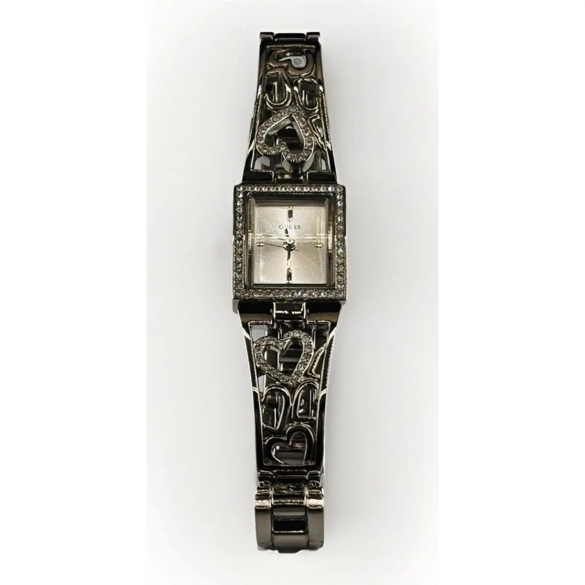 Guess Women’s Wrist Watch U85041L1 Silver with Hearts and Crystals Petite Wrist