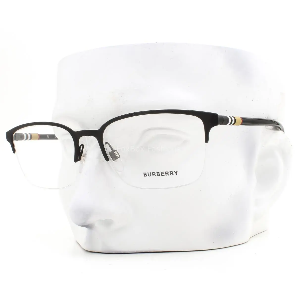 Burberry Half Rim Eyeglasses B 1323 1213 Glasses Matte Black Rubber 54mm W/case