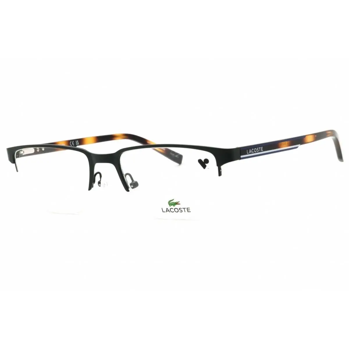 Lacoste Men`s Eyeglasses Semimatte Brown Metal Half Rim Frame L2279 N 201