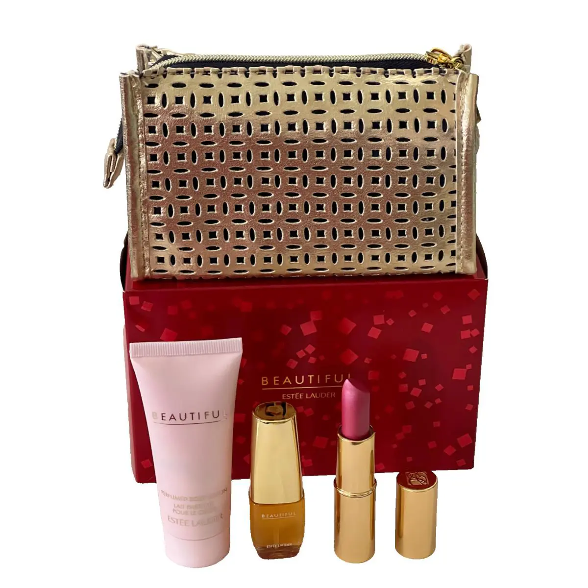Estee Lauder Beautiful Mini Lotion Pure Color No 16 Candy Lipstick Gift Set