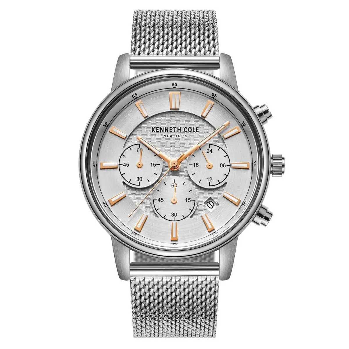 Kenneth Cole Men`s Watch Silver Dial Stainless Steel Bracelet KCWGK2184704