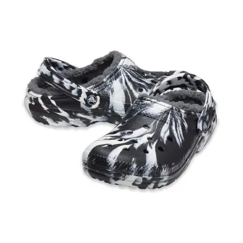 Crocs Classic Lined Clog Slip-on Sandal Unisex Men 8/10 Women Shoes Marbled - Marbled White Black -U25 - 207180-103